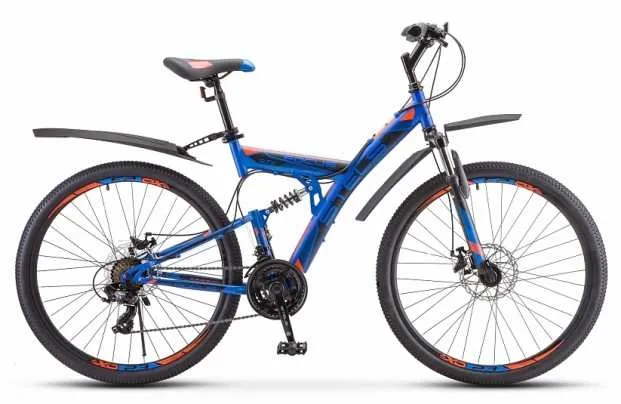Фото Велосипед STELS Focus MD 27.5" 21-sp   19" Синий/неоновый-красный  V010 велосипеды 